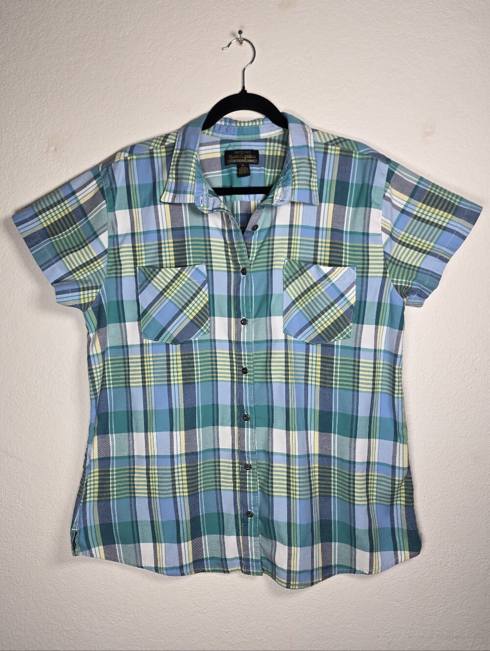 Noble Outfitters Womens Plaid Short Sleeve Western Button Up Shirt Size XL